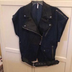 Free People Tweed Faux Leather Jacket Size Medium